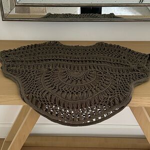 Bohemian Olive Green Open Knit Crochet Sweater One Size